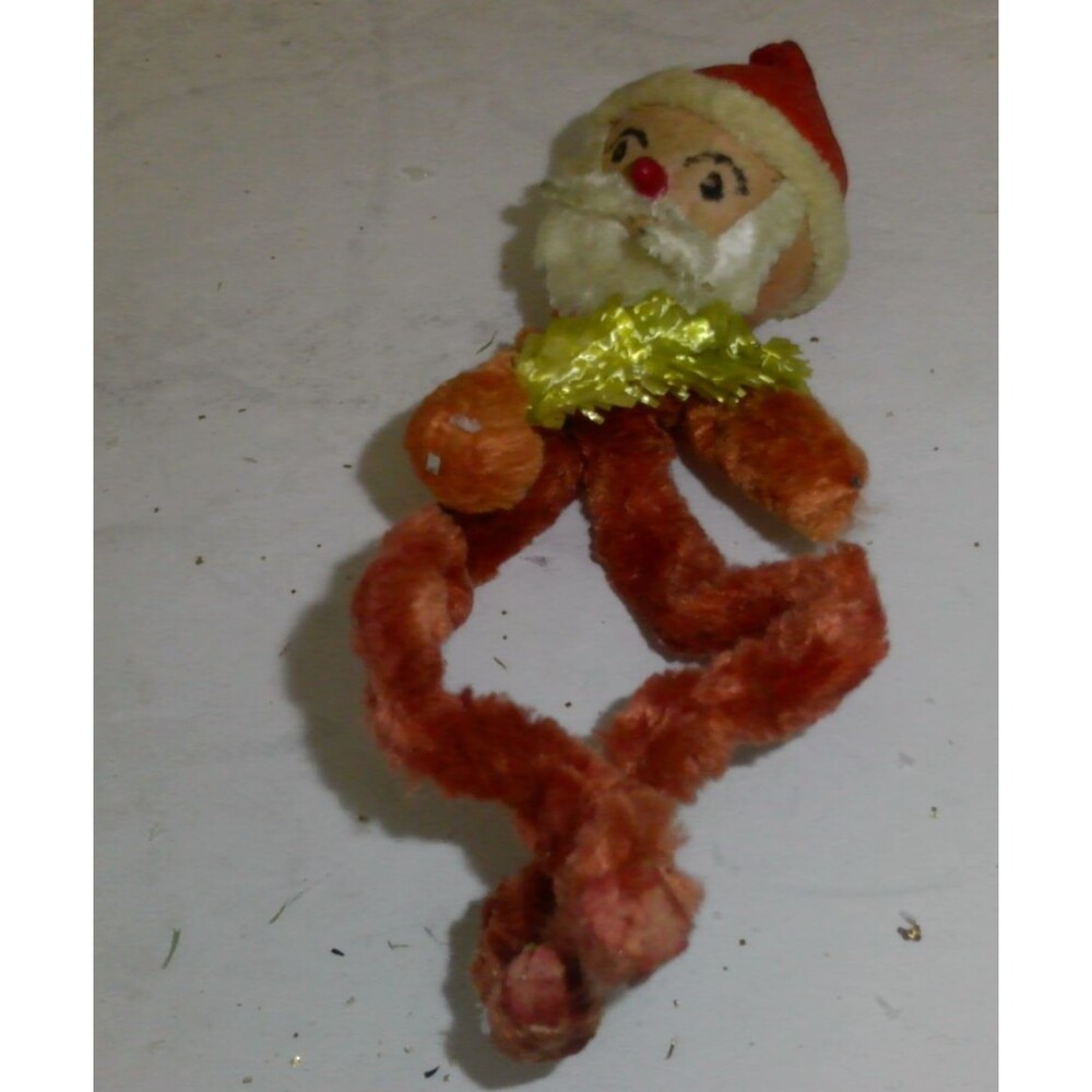 Vintage 1950s Chenille Pipe Cleaner Santa Claus Ornament